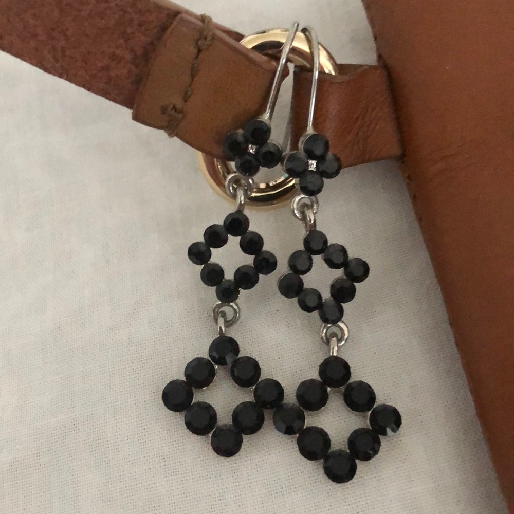 Black Rhinestone Dangle Earrings
